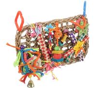 HOODANCOS Bird Foraging Hanging Mat Woven Straw Parrot Cage Accessory for Small to Medium Parrots and Conures