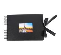 HOODANCOS Black A4 Ribbon Scrapbook Album with 40 Sheets, Paperboard Material, Designable Cover and Inner Pages, for Wedding and Christmas Day Memory Keeping