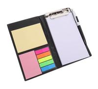 HOODANCOS Black Pu Leather Clipboard Notepad Set with Ballpoint Pen and Arrow Flag Tabs, Compact and Portable Memo Pad for On-the-go Note Taking and Office Use