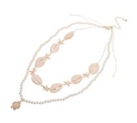 HOODANCOS Boho Versatile Statement Jewelry Double Layer Shell Pendant Necklace with Sea Turtle Charm, Acrylic and Zinc Alloy Material for Women Summer Outfits and Beach-side Adventures