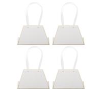 HOODANCOS Bouquet High 4pcs Paper Bags Double, with Foldable Handles and for Wear Resistance Flower Bouquet Pouch White Patterned Kraft Florists Balcony Use Presents