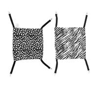 HOODANCOS Breathable Double-Sided Cat Hammock 35x35cm Black White Polka Dot and Zebra Print, Hanging Cat Bed Mat 2pcs for Indoor Rest and Play