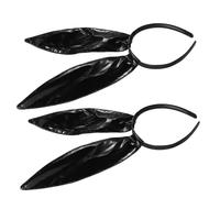 HOODANCOS Bunny Ears Rabbit Ear 2pcs Headband Black for Women, Artificial Leather Hairbands, Stylish and Easy to Style Party Accessories for Halloween and Themed Photoshoots