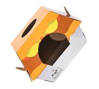 HOODANCOS Burger Shaped Cat Bed with Corrugated Paper Scratching Board Stable and Sturdy Cat Scratcher Toy to Reduce Loneliness and Resting