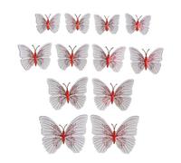 HOODANCOS Butterfly Pvc Material Creative 12pcs Refrigerator Magnets 3d with Magnetic Back Bright Red Colour Delicate Design Cling to Metal Surface for Theme Party and Christmas Decoration