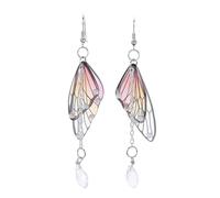 HOODANCOS Butterfly Wing Dangle Earrings 1 Pair Orange Crystal Teardrop Hook Earrings for Women DIY Handmade Jewelry Accessories Party Wear