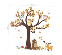 HOODANCOS Cartoon Forest Animal Wall Stickers Owl Monkey Tree Decals for Nursery Kindergarten Bedroom Living Decoration Easy to Apply and Remove Material