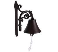 HOODANCOS Cast Iron Wall Hanging Bell Hand-Shaking Doorbell with Metal Bracket for Home Garden Fence Decoration