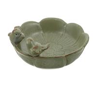 HOODANCOS Ceramic Bird Bath for Wildlife and Pollinators Leaf-shaped Decorative Outdoor Water Dish for Small Garden Areas or Table Easy Maintenance