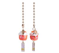 HOODANCOS Ceramic Fortune Cat Car Hanging Pendant Pair, Japanese Style Maneki Neko Auto Charm, Orange Lucky Cat Ornament for Rearview Mirror, Car Interior Decor for Safety and Prosperity