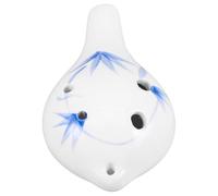 HOODANCOS Ceramic Six-hole Ocarina Flute Alto C Key Mini Musical Instrument for Beginners Portable Blue Bamboo Design Suitable for Boys and Girls and Adults
