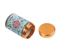 HOODANCOS Ceramic Storage Tank Loose Tea Holder 80ml Airtight Canister Elegant Pattern for Home and Travel