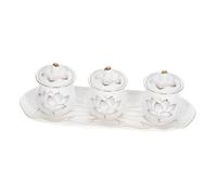 HOODANCOS Ceramic Worship Cup for Buddhist Water Offering Small Lotus Patterned Bowl for Home and Temple Rituals and Elegant Ceramic Craft for Sacred Devotion