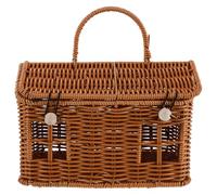 HOODANCOS Christmas Decorative Rattan House Shaped Candy Basket with Handle - Handmade Woven Storage Box for Cookies, Nuts, and Holiday Party Favors, Basket for Weddings and Seasonal