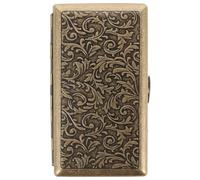 HOODANCOS Classic Retro Stainless Iron Cigarette Case Lightweight and Portable with Double-Sided Opening, Embossed Printing Design, Holds 20 Cigarettes, for Travel and Daily Use