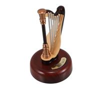 HOODANCOS Classical Mini Harp Music Box Ornament Eight-Tone Lyre Musical Instrument Model for Birthday Wedding Graduation Home Office Decor Brown Plastic