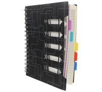 HOODANCOS College Ruled A5 Spiral Notebook with Dark Arrow Tabs, Tabbed Management Notebook for School and Work, Professional Ruled Journal with Dividers for Meetings and Planning