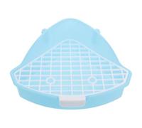 HOODANCOS Corner Triangular Rabbit Litter Tray for Small Animals, Blue Guinea Pig and Chinchilla Toilet Potty Pan, Compact Small Animal Corner Litter Box for Cage Training