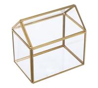 HOODANCOS Creative House-shaped Glass Terrarium with Gold Frame, Geometric Indoor Tabletop Greenhouse Planter for Succulents and Air Plants, Handmade Miniature Glass Plant Display for Home