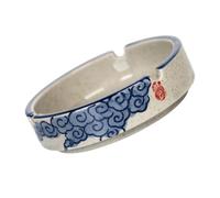 HOODANCOS Creative Japanese Style Blue Ceramic Ashtray for Household Decoration Hand-painted Porcelain Adornment Multifunctional Desktop Storage and Living Ornament