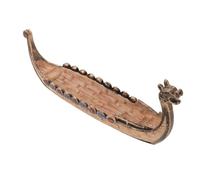 HOODANCOS Creative Resin Pirate Ship Model Rustic Boat Ornament for Desk and Living Decor Craft Adornment with Realistic Viking Canoe Design for Nautical Home Decoration