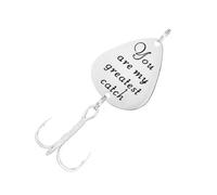 HOODANCOS Creative Stainless Steel Triple Fishing Hooks with Guitar Pick Lure Barbed Treble Hooks for Outdoor Anglers You Are My Greatest Catch Pattern Strong Metal Bait for Freshwater and