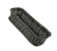 HOODANCOS Dark Grey Rectangular Imitation Rattan Basket Multifunctional Woven Storage Tray for Kitchen Home Bread Snacks Fruit Organizer