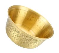 HOODANCOS Decorative Copper Buddhist Offering Bowl Elaborately Carved Patterns, Versatile Round Shape for Buddha Worship and Home Decoration, Multi-Functional Golden Copper Bowl Adornment