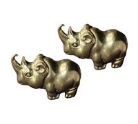 HOODANCOS Decorative Home Accessories with Eye-catching Design for DIY Key Ring Decor Rhino Creative and Chic Keychain Pendants 2pcs Golden Brass and Fine Workmanship