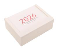 HOODANCOS Desk Calendar Stand with Multi-grid Desktop Organizer for Students Space-saving White Stationery Holder with Pen Compartments and Perpetual Calendar for Office and Study