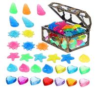 HOODANCOS Diving Gems Pool Party Favors with Colorful Glowing Plastic Diamonds and Pirate Treasure Chest Plastic Decorative Jewels for Fun Outdoor and Swimming Pool Decorations Random Color