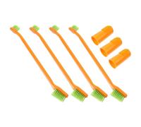 HOODANCOS Double-Head Pet Toothbrush with Ergonomic Handle for Dogs and Cats Multifunctional Oral Care Brush Preventing Tartar and Plaque Build-up Suitable for Various Mouth Shapes