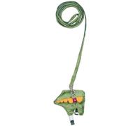 HOODANCOS Dragon Pattern Small Pet Harness Leash for Ferrets, Wear-Resistant Green Stegosaurus Design with Bell, Cartoon Style Traction Rope for Secure Walking and Anti-Escape Random Color