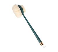 HOODANCOS Dual-Sided Long Handle Bath Scrubber with Soft Bristles for Skin Exfoliating and Back Cleaning, Double Side Shower Brush Suitable for Bath and Shower Use, Dark Green