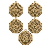 HOODANCOS Eight Diagram Array Pendants with Exorcism Function and Good Decorative Effects 5pcs Retro Brass Keychain Charms for DIY Making and Handicraft