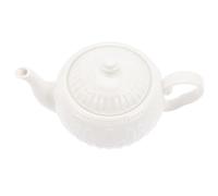 HOODANCOS Embossed Ceramic Tea Pot White with Leaf Design for Desktop Decoration and Coffee Shop Tea Serving