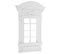 HOODANCOS European Style Miniature Dollhouse Window Frame White Plastic Simulation Window for Dollhouse DIY Parts with Roman Columns and Badges, for Educational Scenes and Home Decor