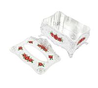 HOODANCOS European Style Tissue Box Holder with Rose Carving Compact and Smooth-Dispensing Napkin Box for Home Office Hotel and Use Elegant Silver-red Decorative Paper Towel Dispenser
