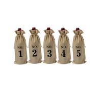 HOODANCOS European Vintage Linen Wine Bottle Bag Set with Numbers 1-10, Reusable Drawstring Party Bags 15x35cm for Wedding Decorations and Travel