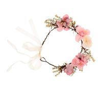 HOODANCOS Floral Headband Bridal Hair Accessory with Firm Fit and Comfortable Texture Purple Fabric Flower Wreath for Photo Shoots and Performance Parties