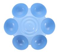 HOODANCOS Flower-shaped Multi-compartment Pet Feeding Bowl for Puppies and Cats, Blue Plastic Puppy Treats Holder and Cat Food Dispenser, Suitable for Indoor Feeding and Multi-pet Use