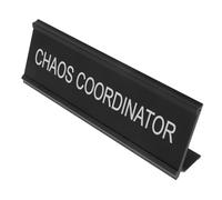 HOODANCOS Funny Chaos Coordinator Desk Name Plate Aluminum Alloy Office Sign Minimalist Desk Plaque for Home Workspace Decor and Office Name Display