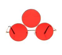 HOODANCOS Funny Party Sunglasses Three Circle Round Glasses for Adults Novelty Festival Eyeglasses for Cosplay Stage Performance Street Photography Retro Punk Style Sun Protection