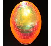 HOODANCOS Glass Easter Egg Disco Ball Ornament - Small Orange Mosaic Reflective Table Decoration for Easter Party and Office Desk Centerpiece
