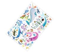 HOODANCOS Glowing Mermaid Decals 4 Sheets Ocean Theme PVC Removable Decorative Wall Stickers for Bedroom and Home Decor