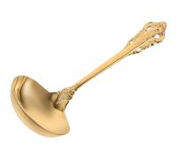 HOODANCOS Gold Stainless Steel Soup Ladle Elegant Rust-Resistant Cooking Spoon Ergonomic Handle for Serving Soup Stew Sauce Kitchen Use