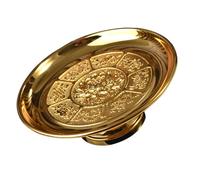 HOODANCOS Golden Alloy Temple Tribute Plate Fruit Tray for Buddhist Worship, Space-Saving Retro Fruit Holder Suitable for Temple Altars and Offering Rituals