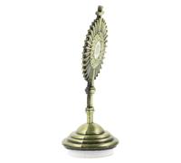 HOODANCOS Golden Zinc Alloy Tabletop Metal Crucifix with Base, Unique Chic Design Catholic Cross Statue for Christmas Decoration and Collection, Home and Office Ornament