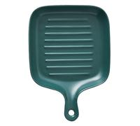 HOODANCOS Green Single Handle Ceramic Baking Tray for Kitchen Use Practical Bread and Cake Oven Dish Easy-Clean Nordic Style Bakeware Gift for Home Bakers and Professionals
