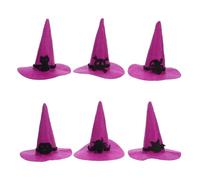HOODANCOS Halloween Elements Felt Classic Halloween 6pcs Wizard Hats Purple Reusable Crafting Accessories Comfortable to Touch Tiny Witch Hats for Home Decor and Party Costume